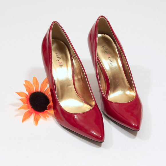 Kelly & Katie Shoes - Kelly & Katie Faux Patent Leather Red Pumps Us 8.5